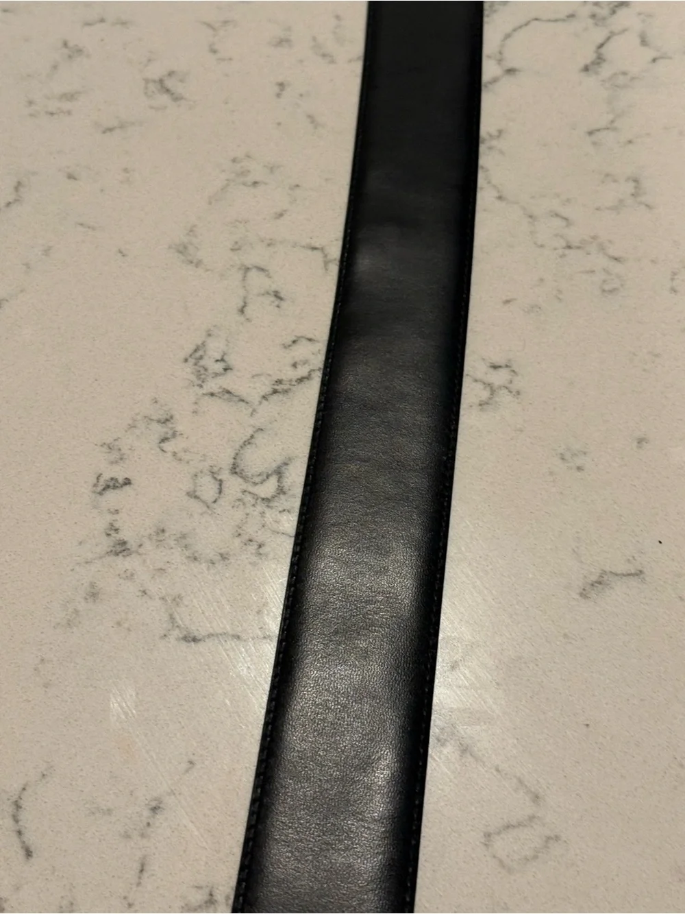 Louis Vuitton Black Leather Textured Belt with Subtle Monogram